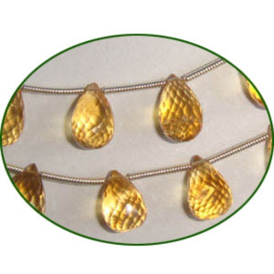 Picture of Fine Quality Citrine Briolette Faceted Drops, size: 8mm to 10mm