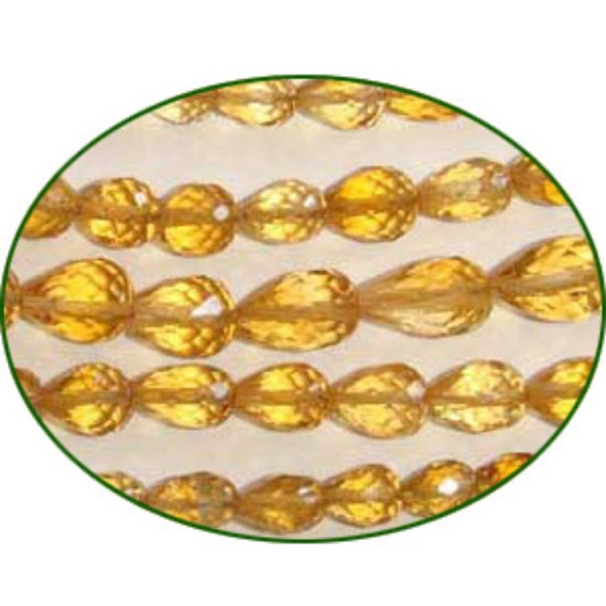 Picture of Fine Quality Citrine Briolette Faceted Tear Drill Drops, size: 6mm to 8mm