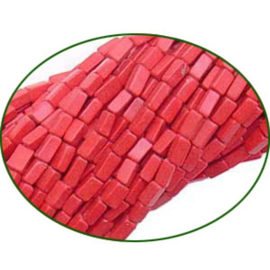 Picture of Fine Quality Coral Dyed Plain Brick, size: 5x8mm to 6x10mm