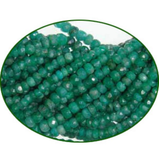 Picture of Fine Quality Emerald Dyed Faceted Roundel, size: 3.5mm to 4mm