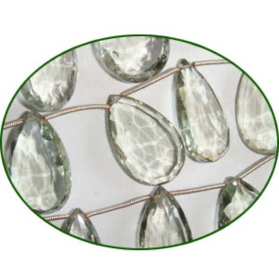 Picture of Fine Quality Green Amethyst Briolette Faceted Large Pears, size: 13x23mm to 17x23mm
