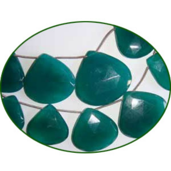 Picture of Fine Quality Green Onyx Faceted Heart, size: 20mm to 35mm