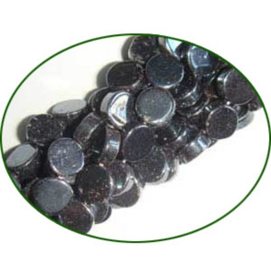 Picture of Fine Quality Hematite (Haematite) Plain Coin, size: 7mm to 8mm
