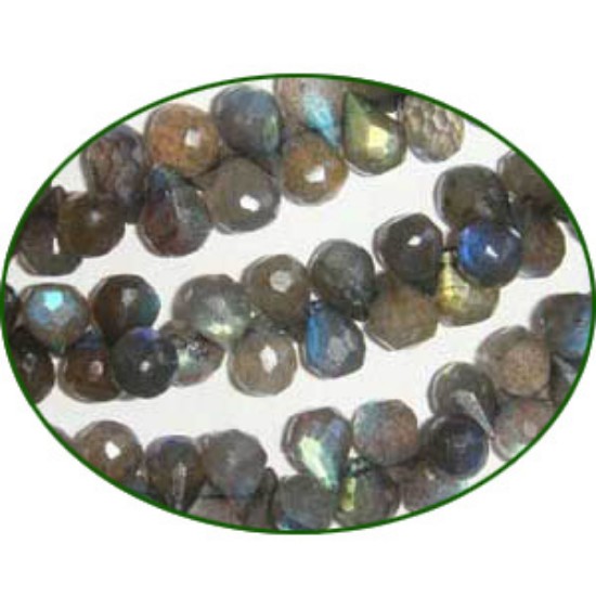 Picture of Fine Quality Labradorite Faceted Drops, size: 8mm to 10mm