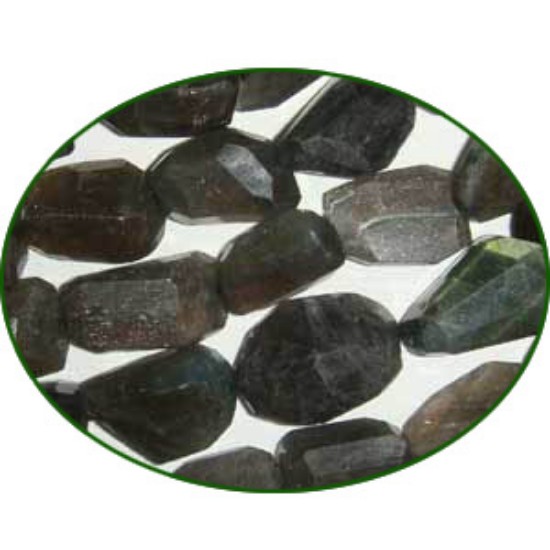 Picture of Fine Quality Labradorite Faceted Machine Cut Tumble, size: 12mm to18mm