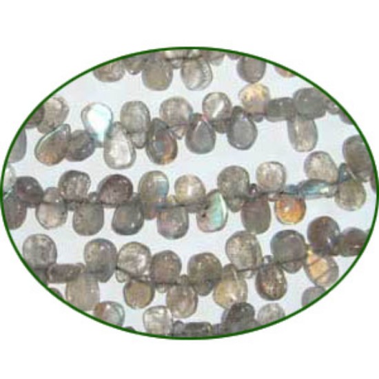 Picture of Fine Quality Labradorite Plain Side Drill Pear, size: 4x6mm to 4x7mm