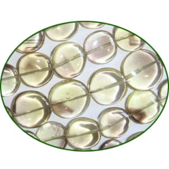 Picture of Fine Quality Lemon Topaz Faceted Coin, size: 10mm to 12mm