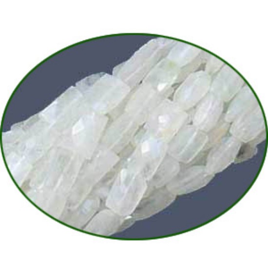 Picture of Fine Quality Rainbow Moonstone Faceted Chiclet, size: 4x8mm to 5x10mm