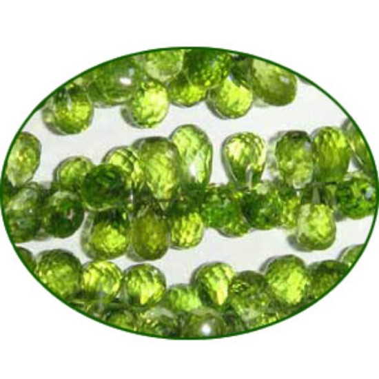 Picture of Fine Quality Peridot Faceted Briolette Drops, size: 7mm to 8mm