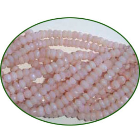 Picture of Fine Quality Pink Opal Faceted Roundel, size: 3mm to 3.5mm