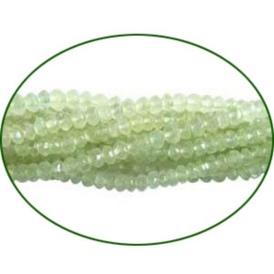 Picture of Fine Quality Prehnite Faceted Roundel, size: 3mm to 3.5mm