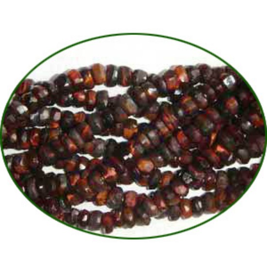 Picture of Fine Quality Red Tiger Eye Faceted Roundel, size: 3.5mm to 4mm