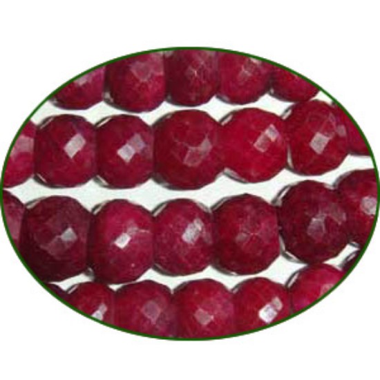 Picture of Fine Quality Ruby Dyed Faceted Roundel, size: 9mm to 10mm