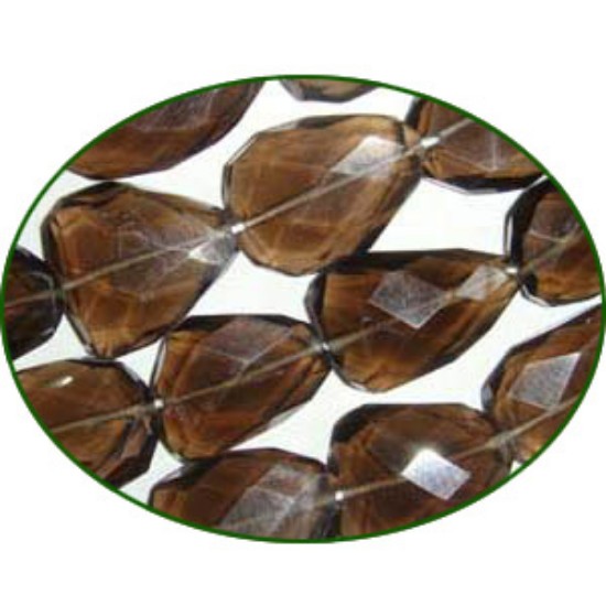 Picture of Fine Quality Smoky Topaz Faceted Flat Tumble, size: 15mm 28mm