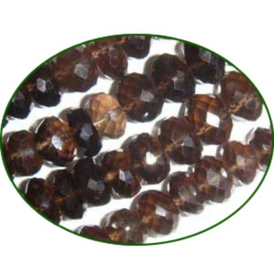 Picture of Fine Quality Smoky Topaz Faceted Roundel, size: 7mm to 8mm