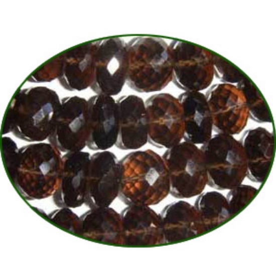 Picture of Fine Quality Smoky Topaz Faceted Roundel, size: 9mm to 10mm