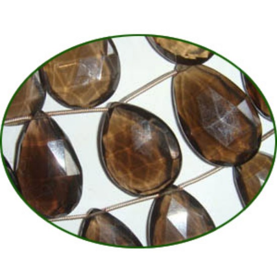 Picture of Fine Quality Smoky Topaz Faceted Pears, size: 14x24mm to 20x28mm