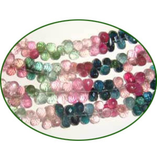 Picture of Fine Quality Multi Tourmaline Faceted Drops, size: 4x5mm to 4x6mm
