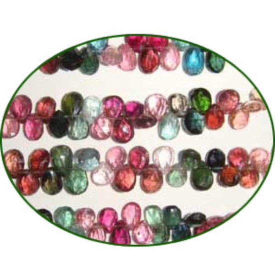 Picture of Fine Quality Multi Tourmaline Faceted Pears, size: 5x7mm to 5x8mm