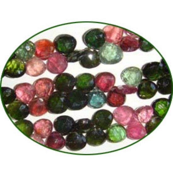 Picture of Fine Quality Multi Tourmaline Faceted Hearts, size: 9mm to 10mm