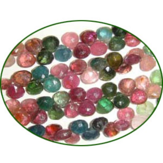 Picture of Fine Quality Multi Tourmaline Faceted Hearts, size: 6mm to 7mm