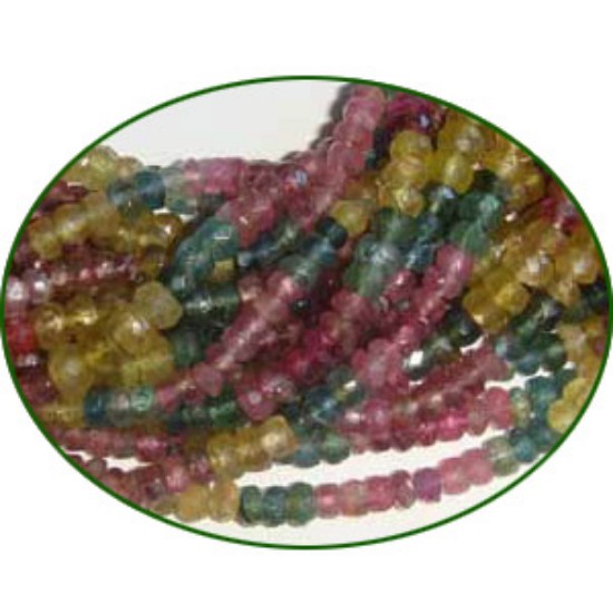 Picture of Fine Quality Multi Tourmaline Faceted Roundel, size: 3mm to 3.5mm