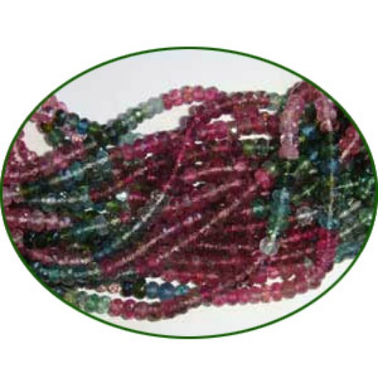 Picture of Fine Quality Multi Tourmaline Faceted Roundel, size: 4mm