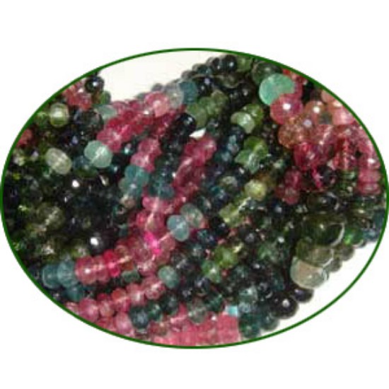 Picture of Fine Quality Multi Tourmaline Faceted Roundel, size: 5mm to 6mm