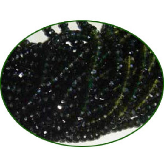 Picture of Fine Quality Black Tourmaline Faceted Roundel, size: 4mm