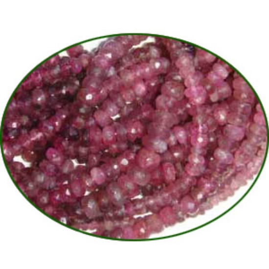 Picture of Fine Quality Shaded Pink Tourmaline Faceted Roundel, size: 4mm to 4.5mm