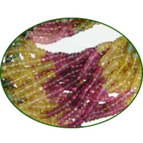 Picture of Fine Quality Multi Tourmaline Faceted Roundel, size: 3mm