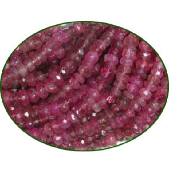 Picture of Fine Quality Shaded Pink Tourmaline Faceted Roundel, size: 3mm to 4mm