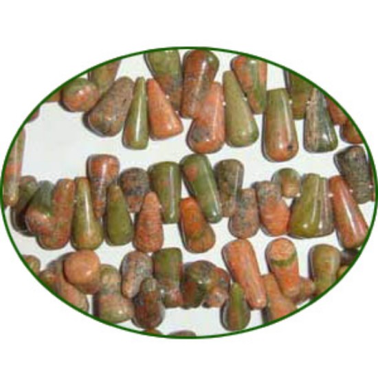 Picture of Fine Quality Unakite Plain Side Drill Drops, size: 7mm to 9mm
